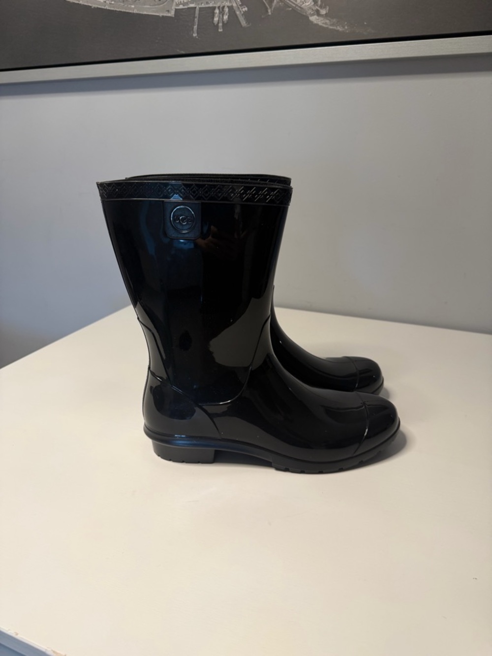 UGG Black Glossy Kids Rain & Snow Boots